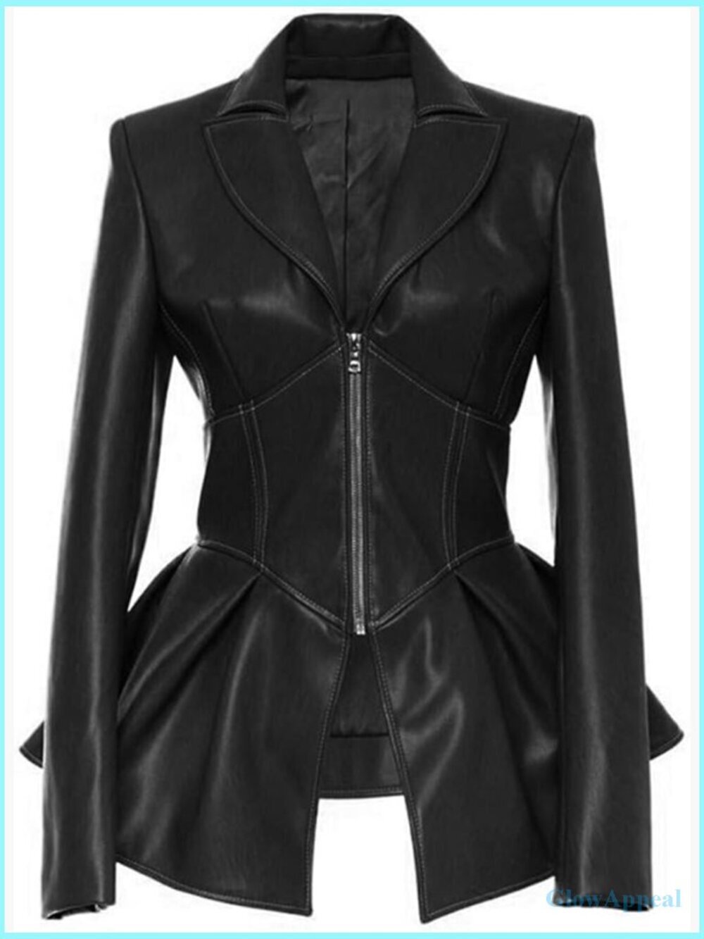 Faux Leather Biker Jacket Zip Up Long Sleeve Slim Fit Spring Fall